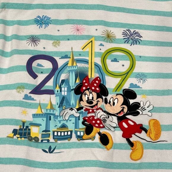 Disney Parks Striped 2019 Zip Up Hoodie Girls Large - Picture 2 of 5